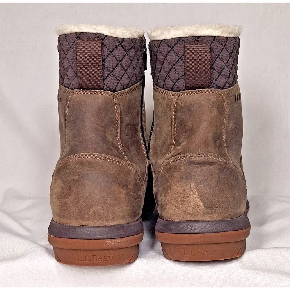 L.L.‎ Bean Womens 11 M Vista Mid Boots Gray Brown Thinsulate Waterproof Fleece